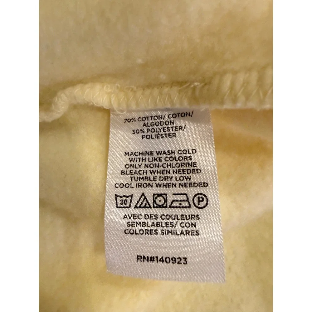 LOFT Women Sweatshirt Yellow Large Puff Shoulder Raglan Long Sleeve Fleece Crew - Picture 6 of 6